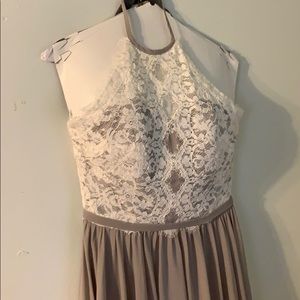 JJ’s House Halter Lace/Chiffon Maxi Dress